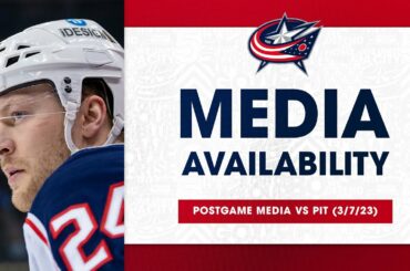 Kent Johnson keeps working toward a bright future with the Blue Jackets | Postgame Media (3/7/23)