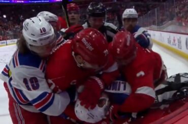Scrum Ensues After Michael Rasmussen Gives A Late Hit To Artemi Panarin