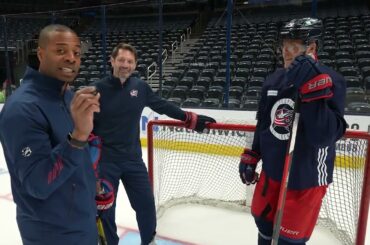 Patrik Laine demonstrates the art of his famous one-timer | BLUE JACKETS LIVE