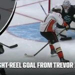 Trevor Zegras scores goal with stick between his legs 😮 | NHL on ESPN