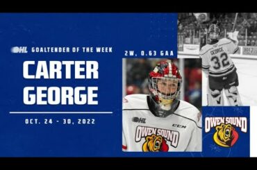 Attack's Carter George named OHL Goaltender of the Week
