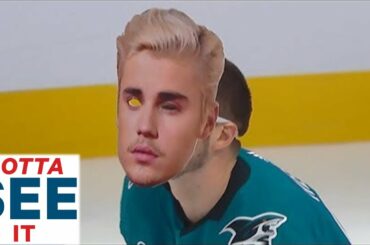 GOTTA SEE IT: Tomas Hertl Dons Justin Bieber Mask During  Save Streak Attempt Vs. Jordan  Binnington