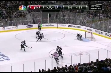 Adam Henrique scores off a great pass-Devils versus Kings Game 4 6/6/12