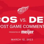 Dylan Larkin, Moritz Seider and Derek Lalonde | March 12, 2023 Post Game vs BOSTON