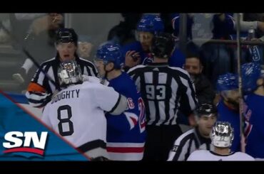 Rangers' K'Andre Miller Receives Match Penalty For Spitting On Kings' Drew Doughty