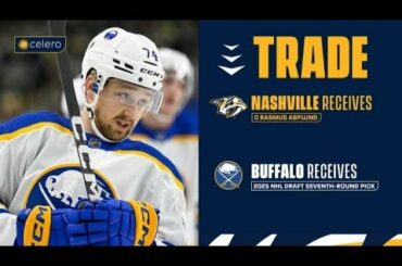 Buffalo Sabres trade (F) Rasmus Asplund to the Nashville Predators for a 2025 7th rd pick