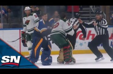 Jordan Binnington Loses It On Ryan Hartman And Chaos Ensues As Marc-Andre Fleury Drops His Gloves