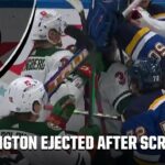 Jordan Binnington gets ejected for sparking a scrum after the Wild's goal | NHL on ESPN