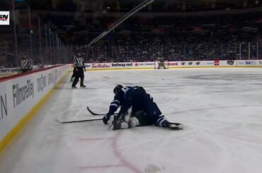 Kirill Kaprizov injured after Logan Stanley jumped on him | Minnesota Wild VS Winnipeg Jets | #nhl