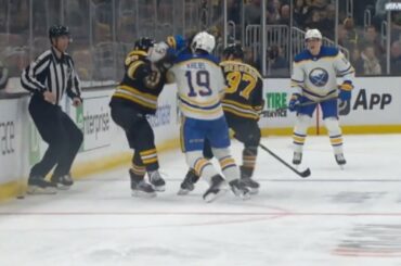 Peyton Krebs Retaliates After Brad Marchand Gets Him With A High Stick