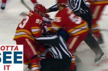 GOTTA SEE IT: Zack Kassian Goes After Matthew Tkachuk Causing Another Oilers, Flames Brawl