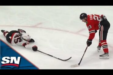 Blackhawks' Philipp Kurashev Waits Out Jake Sanderson With Beautiful Toe Drag To Open Scoring