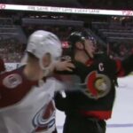Nathan MacKinnon Gives Brady Tkachuk A Facewash From The Bench