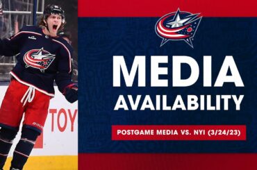 Kent Johnson's 'Michigan goal' had the Columbus Blue Jackets fired UP | Postgame Media (3/24/23)