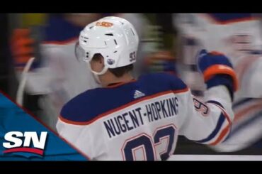 Oilers' Ryan Nugent-Hopkins Gathers Bouncing Puck And Picks Top Corner vs. Golden Knights