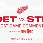 Magnus Hellberg, David Perron, and Derek Lalonde react following Detroit's shootout win in St. Louis