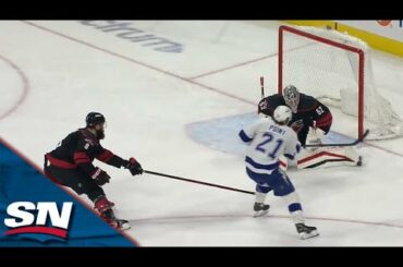 Lightning's Brayden Point Snipes Home Goal Off Post And Back Bar vs. Hurricanes