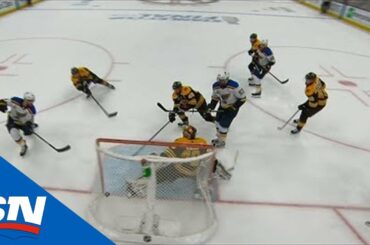 David Perron Sets Up Zach Sanford For Back Breaker Goal Vs. Bruins