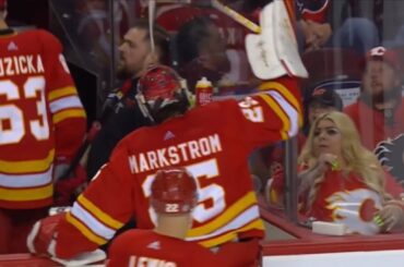 Jacob Markstrom Breaks Stick In Frustration After OT Loss