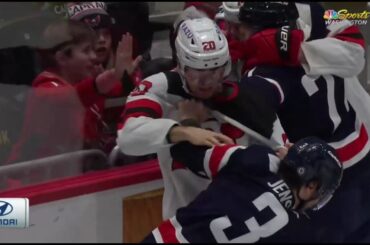Mcleod immediately got up and starts punching Nick Jensen after getting elbowed