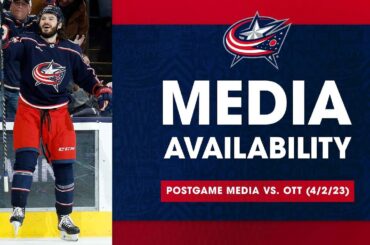 Kirill Marchenko is happy to hold the Blue Jackets' rookie-scoring record | Postgame Media (4/2/23)