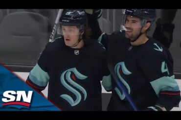 Kraken's Jared McCann Toe-Drags Before Rifling A Goal Off The Bar vs. Coyotes