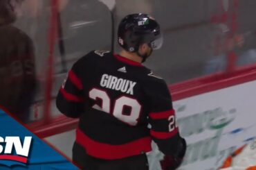 Senators' Claude Giroux Blasts Home Breakaway Goal Off Tim Stutzle's 100th Career Assist