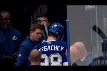 Mikhail Sergachev gets an injury vs Islanders, did not finish the game (1 apr 2023)