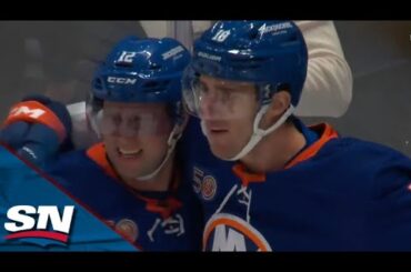 Pierre Engvall Picks Up First Goal With Islanders As Pass Gets Batted Into Net By Capitals Defender