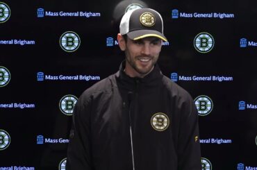 Adam McQuaid on Mason Lohrei's Development | Bruins Media Availability