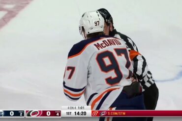 Connor McDavid Heads To Locker Room After Receiving Highstick From Brady Skjei