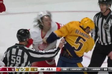 Tyler Bertuzzi drops the gloves with Matt Benning