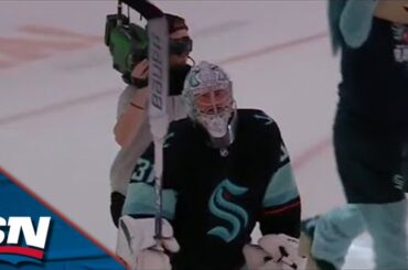 Seattle Kraken Celebrate Clinching First Playoff Berth In Franchise History