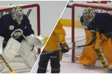 JUUSE SAROS & DAVID RITTICH practice Nashville Predators training camp 2021