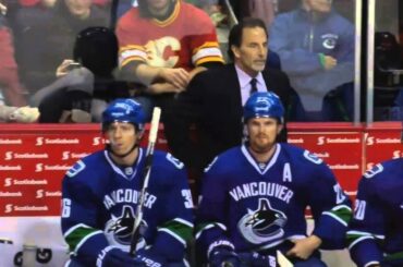 Line brawl 11 min ver. Calgary Flames vs Vancouver Canucks 1/18/14 NHL Hockey.