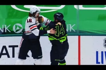 Jamie Benn and Nikita Zadorov Fight | Stars vs Blackhawks  2-7-21