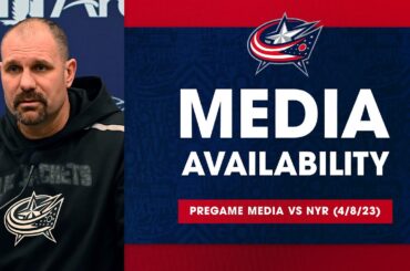 Brad Larsen thanks the Blue Jackets fans for the support this season ❤️💙 | Pregame Media (4/8/23)