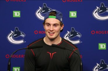 Nils Hoglander Reacts to Canucks Making Return to Ice After 3 Weeks & Big Win vs. Maple Leafs