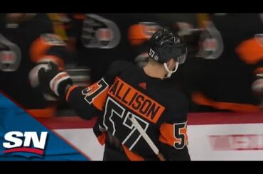 Flyers' Wade Allison Pots His Own Rebound After Jeremy Swayman Loses Control Of Puck