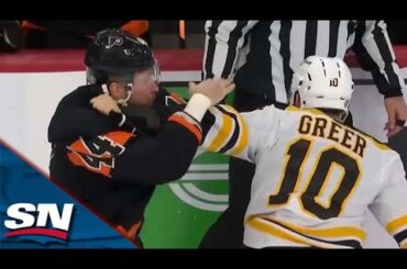 Bruins' A.J. Greer And Flyers' Nicolas Deslauriers Drop The Gloves In Spirited Bout