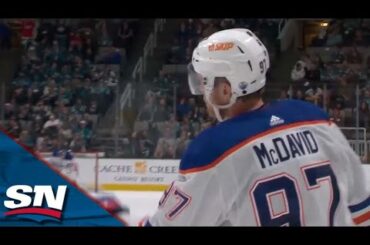 Oilers' Connor McDavid Adds To Milestone Afternoon With Beautiful Deke on Sharks' James Reimer