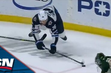 Jets' Blake Wheeler Feeds Mason Appleton For Insurance Goal While Falling To Ice