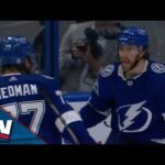 Lightning's Victor Hedman Plays Pinpoint Pass On Brayden Point's Tape To Set Up Breakaway Goal
