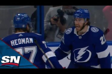 Lightning's Victor Hedman Plays Pinpoint Pass On Brayden Point's Tape To Set Up Breakaway Goal