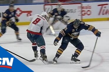 Alex Ovechkin Drags Puck Past Kyle Okposo And Rips It Past Linus Ullmark