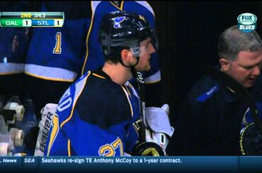 Alex Pietrangelo vs Antoine Roussel scrum Dallas Stars vs St. Louis Blues 3/11/14 NHL Hockey.