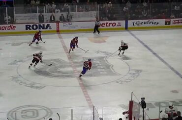 Belleville Senators' Kevin Mandolese stops Laval Rocket's Joël Teasdale on a breakaway 1/25/23