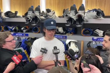Owen Power speaks to media at close of Sabres’ season