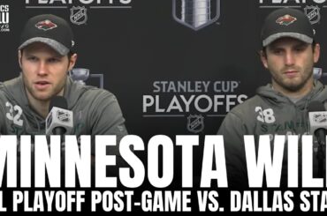 Ryan Hartman & Filip Gustavsson React to Matt Dumba Hit on Joe Pavelski, Minnesota's Game 1 OT Win
