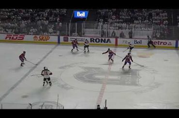 Reilly Walsh of the Utica Comets scores vs. Laval Rocket in game 1 of Calder Cup playoffs 4/19/23